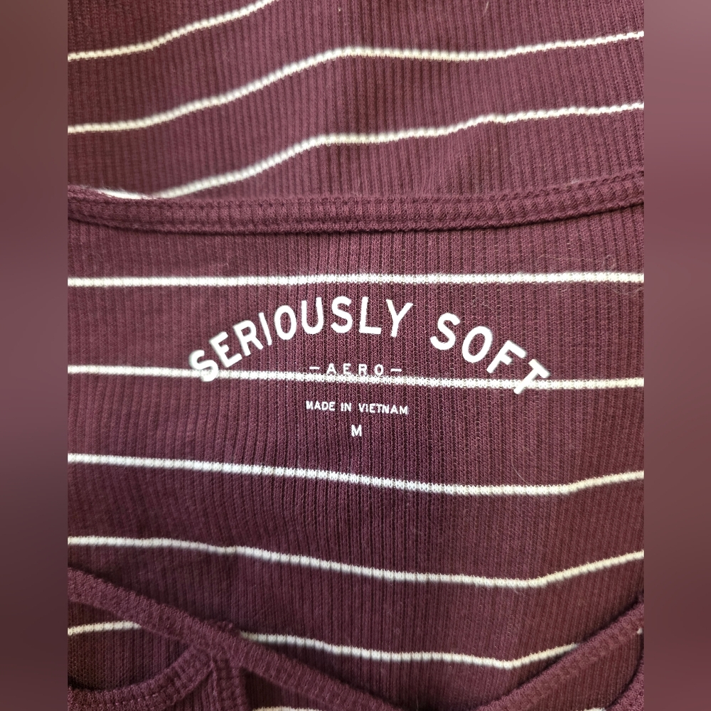 Aeropostle Women's Striped Purple Long Sleeve Top Sz M - Picture 3 of 3